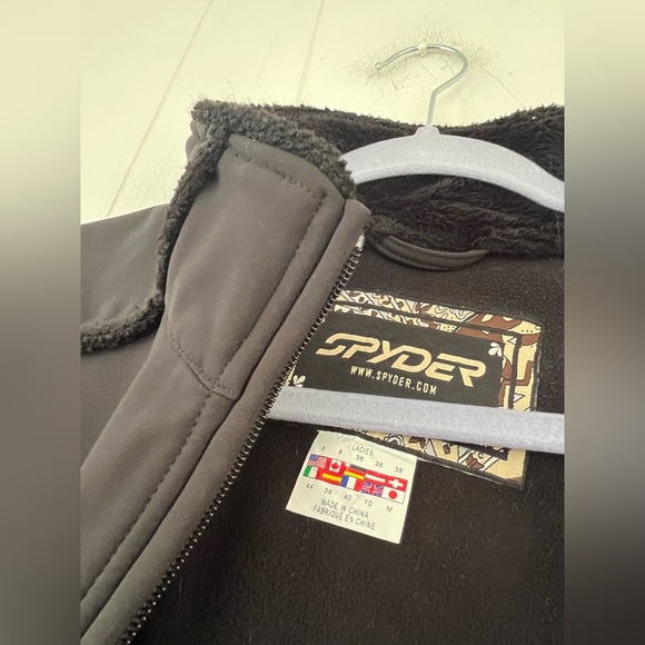 Spyder Black Nylon Jacket Boucle Sleeves Paisley Trim Women’s Size 8 US - Picture 5 of 12